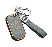 ontto Car key fob cover Fit for Honda Accord Civic HR-V XR-V City Fit Vezel GREIZ 3 Buttons Flip Key case TPU Silicone Key Shell Folding Key Holder keychain Accessories Gray