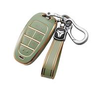 ontto Car key fob cover Fit for Hyundai Santa Fe Tucson 2022 NEXO NX4 Atos Solaris Prime 2021 key case TPU Remote Key Shell Holder bag keychain keyring decorative Accessories 6 buttons Green