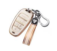 ontto Car Key Fob Cover Fit for Hyundai Tucson Solaris Sonata Hybrid NEXO NX4 Santa Fe 2020-2022, 5/6/7 Buttons, TPU Key Case, White
