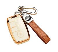 ontto Car key fob cover Fit for Kia Rio Ceed Soul Sportage Sorento Carens Picanto Optima Vigato Smart Key case TPU Silicone Key Shell Key Holder keychain Protective Accessories Beige