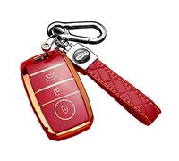 ontto Car key fob cover Fit for Kia Rio Ceed Soul Sportage Sorento Carens Picanto Optima Vigato Smart Key case TPU Silicone Key Shell Key Holder keychain Protective Accessories Red