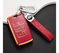 ontto Car key fob cover fit for Land Rover Defender Discovery 5 Range Rover Sport Velar Evoque Jaguar E-Pace F-Pace I-Pace Keyring Smart Key case TPU Silicone Key Holder keychain Accessories Red