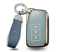 ontto Car key fob cover Fit for LEXUS IS ES GS LS NX RS GX LX RC LC RX Key case TPU Key Shell 3 buttons Key Holder keyring keychain Accessories Gray