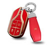 ontto Car key fob cover Fit for Maserati Ghibli Levante Quattroporte President GT GC Key case TPU Key Shell Key Holder keyring keychain Accessories Red