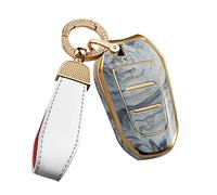 ontto Car Key Fob Cover fit for Peugeot 208 3008 5008 fit for Citroen C1 C2 C3 C4 Grand Picasso Cactus Tie-dye TPU Remote Key Case Keyring keychain key Holder key shell bag accessories 3 buttons Grey