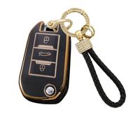 ontto car key fob cover fit for Peugeot 208 308 508 2008 3008 5008 for Citroen C3 C4 DS3 Opel Corsa Astra folding key holder TPU Smart Shell case keyring keychain auto styling Accessories Gold Black