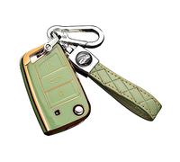 ontto Car key fob cover Fit for VW Golf 7 MK7 Polo T-ROC Tiguan Skoda Superb Octavia Seat Leon Ibiza Flip Key case TPU Silicone Key Shell Key Holder keychain Accessories Green B