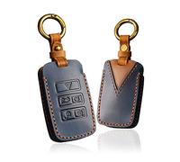 ontto Car Key Fob Cover Leather Smart Key Shell Full Protection Compatible with Land Rover 2020 2021 Blue
