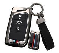 ontto Car Key Housing Fit for VW Key Fob Smart Remote Key Case Compatible with Volkswagen Arteon Atlas Golf Alltrack Jetta GLI Passat Taos SEL Fit for Tiguan Fit for Skoda Kodiaq Superb A7 Black