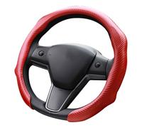 ontto Car Steering Wheel Cover Clip fit for BMW 1 Series 3 Series 7 Series i4 i5 i7 iX1 iX2 330e XM M2 Carbon Fiber Microfiber Leather Diameter 37-38 cm Car Accessories Protector Anti-Slip Red