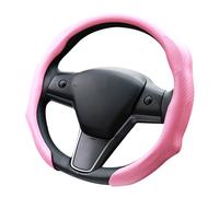 ontto Car Steering Wheel Cover Clip fit for BMW 1 Series 3 Series 7 Series i4 i5 i7 iX1 iX2 330e XM M2 Carbon Fiber Microfiber Leather Diameter 37-38 cm Car Accessories Protector Anti-Slip Pink