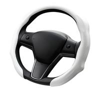 ontto Car Steering Wheel Cover Clip fit for BMW 1 Series 3 Series 7 Series i4 i5 i7 iX1 iX2 330e XM M2 Carbon Fiber Microfiber Leather Diameter 37-38 cm Car Accessories Protector Anti-Slip White