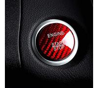 ontto Carbon Fiber Start Stop Button Switch Cover Sticker Ignition Button Protective Cover for Mer-cedes B-class B200 C-class Ben-z C200L GLA-class GLA200 GLC-class GLC260 Auto Push Button Decal Red