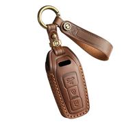 ontto Cowhide Car key cover fit for Audi 2025 A5 S5 A6 S6 Avant Sportback e-tron Q5 SQ5 Q6 SQ6 SUV e-tron key holder leather case keyring keychain Smart Shell protector Accessories 3 buttons Brown