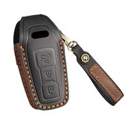 ontto Cowhide Car key cover fit for Audi 2025 A5 S5 A6 S6 Q5 SQ5 Q6 SQ6 Limousine Avant Sportback e-tron SUV key holder leather case keyring keychain Smart Shell protector Accessories Black
