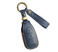 ontto Cowhide Car key cover fit for Ford Focus RS Fiesta Mondeo Kuga B-Max Grand C-Max S-Max Galaxy key holder leather case keyring keychain Smart Shell protector Accessories Blue A