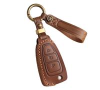 ontto Cowhide Car key cover fit for Ford Ranger C-Max S-Max Focus Galaxy Mondeo Transit Tourneo Custom Flip key holder leather case keyring keychain Smart Shell protector Accessories Brown B