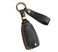 ontto Cowhide Car key cover fit for Ford Ranger C-Max S-Max Focus Galaxy Mondeo Transit Tourneo Custom Flip key holder leather case keyring keychain Smart Shell protector Accessories Black B