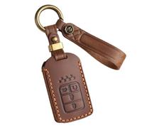 ontto Cowhide Car key cover fit for Honda Civic CRV HRV Accord Ridgeline Insight Clarity Odyssey Pilot Passport key holder leather case keyring keychain Smart Shell Accessories 4 buttons Brown