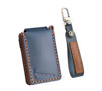 ontto Cowhide Car key cover fit for VOLVO EX30 EX90 ES90 EM90 Electric 2026 2025 2024 2023 key holder leather case keyring keychain Smart Shell protector Accessories Blue