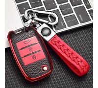 ontto Flip Car Key Case Remote Control Cover for Kia K3 K4 K5 Rio Ceed Soul Sportage Carens Picanto Optima Stonic Key Case with TPU Key Fob Key Protection Case 3 Buttons Red B