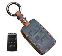 ontto for Land Rover Leather Key Fob Cover Full Protection Keyless Entry Smart Remote Key Case for Range Rover Sport Discovery 5 Blue, Blue, Medium