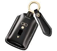 ontto Genuine Leather Car Key fob Cover Fit for Rolls Royce Cullinan Phantom Ghost Wraith Badge Dawn Shell Cordovan Smart key holder Case keyring keychain protector accessories Black B