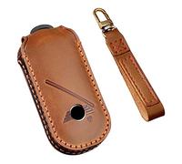 ontto Genuine Leather Key Cover Intelligent Key Fob Case Holder Full Protection Compatible with Mini Countryman 2023 2024 Smart Remote Key Brown