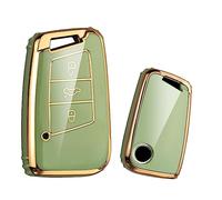 ontto Key Case Car Key Case Suitable for VW Magotan Passat B8 Polo Golf Arteon Atlas Fits Skoda Superb A7 Kodiaq TPU Silicone Key Case Protective Key Fob Gold Green