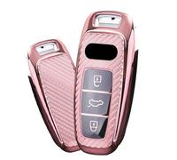 ontto Key Case Fit For Audi A3 A6 A7 A8 E-Tron S3 S6 RS6 S7 RS7 Q7 SQ7 Q8 SQ8 2019-2023 3 Keys TPU Carbon Fiber Car Key Cover Key Box Key Case Car Accessories Pink