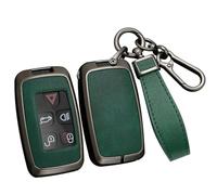 ontto Key Cover with Keychain,Key Fob Case Car Accessories,Metal Key Shell,Leather Key Protector Durable Key Holder Fit for Evoque Freelander Discovery LR2 LR3 LR4 Velar Green