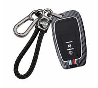 ontto Key Fob Case fit for Toyota 2016-2024 Camry Corolla Prius C-HR RAV4 GT86 Highlander Avalon 4Runner Carbon Fiber Metal Key Holder Cover Keychain Keyring 2 buttons Red Blue