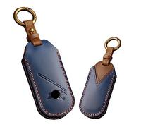 ontto Key Fob Cover Keyring fit for BMW Mini Countryman Cooper One 2023 Key Case Leather key holder shell bag keychain protective Accessories 4 buttons Blue