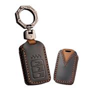 ontto Key Fob Cover Keyring Fit for Honda Greiz Fit City Jazz XRV Venzel HRV CRV Pilot Accord Leather key case smart key holder shell keychain protector Accessories 3 buttons Black