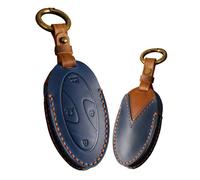 ontto Key Fob Cover Keyring fit for Hyundai Ioniq 6 2023 Remote Key Case Leather key holder keyring keychain Accessories decorative protector 5 buttons Blue
