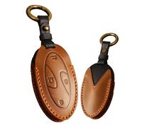 ontto Key Fob Cover Keyring fit for Hyundai Ioniq 6 2023 Remote Key Case Leather key holder keyring keychain Accessories decorative protector 7 buttons Brown