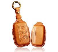 ontto Leather Car Key Cover Suitable for Land Rover Discovery Defender LR2 LR4 Range Rover Evoque Velar Jaguar XE XF XJ Car Remote Key Fob Protective Case Key Case A Brown