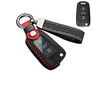 ontto Leather Car key fob cover fit for Hyundai i10 i20 i30 ix20 ix35 Kia Ceed Soul Sportage Rio Venga flip key case Keychain Keyring Accessories key bag key holder key shell Protector Black B