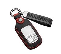 ontto Leather Car key fob cover fit for Toyota Avalon Yaris Hybrid Noah Estima Previa Axio Allion Vios Keychain Keyring Accessories key bag key holder key shell Protector Black