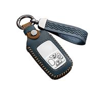 ontto Leather Car key fob cover fit for Toyota Avalon Yaris Hybrid Noah Estima Previa Axio Allion Vios Keychain Keyring Accessories key bag key holder key shell Protector Blue