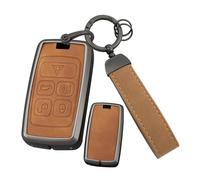 ontto Leather Car Key Fob Cover for Discovery 5, Durable Key Fob Cover for Range Rover Sport Vogue Evoque 2020-up, brown, Medium