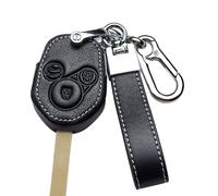 ontto Leather Car Key Fob Cover Keyring fit for Subaru Forester Impreza Liberty Outback XV 3 Buttons Keyless Entry Key Case keychain Remote key Shell key Holder Protector accessories Black B