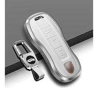 ontto Leather Car Key Fob Cover Keyring for Porsche Cayenne 9YA Panamera 971 Porsche 911 Carrera Taycan Accessories accessories Alu Alloy Key Case keychain key Holder White
