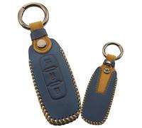 ontto Leather Key Fob Cover Car Key Holder Case Fit for Nissan Ariya Pathfinder Kicks X-Trail Rogue 8 Gen New Teana 2023 2024 Blue