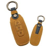 ontto Leather Key Fob Cover Car Key Holder Case Fit for Nissan Ariya Pathfinder Kicks X-Trail Rogue 8 Gen New Teana 2023 2024 Brown