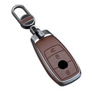 ontto Leather Key Fob Cover Keyring fit for Mercedes A C E S G GLS CLA Class W213 W177 W205 W222 W177 AMG accessories Zinc Alloy Smart Key Case shell Holder bag keychain 3 buttons Brown A