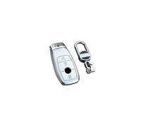 ontto Leather Key Fob Cover Keyring fit for Mercedes A C E S G GLS CLA Class W213 W177 W205 W222 W177 AMG accessories Zinc Alloy Smart Key Case shell Holder bag keychain 3 buttons White A