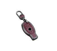 ontto Leather Key Fob Cover Keyring fit for Mercedes Benz A B C E G K R S Class AMG CLA GLA VITO GLE ML GLK CLK accessories Zinc Alloy keyless enrty Key Case shell Holder bag keychain 3 buttons Red