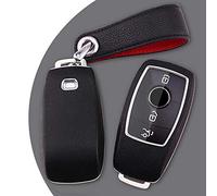 ontto Leather PC Resin Car Key Fob Cover Keyring for Mercedes 2016 2017 Benz E-Class E200 E300 E200L E300L E320L accessories Key Case keychain Remote key Shell key Holder Protector 1pc Black