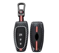 ontto Luminous Car Key card Cover fit for Hyundai Tucson NX4 Santa Fe Ioniq 5 Nexo 2024 2023 2022 Carbon Fiber Metal Key Fob Holder Case Keychain Keyring Shell Accessories 3 buttons Red White